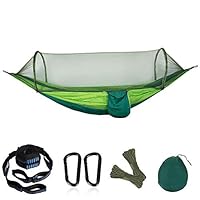 Flesser Hammock with Mosquito Net,115" x 55" Camping Hammock Perfect for Hiking,Travel,Beach and Backyard with 2 Tree Straps(Light Green)