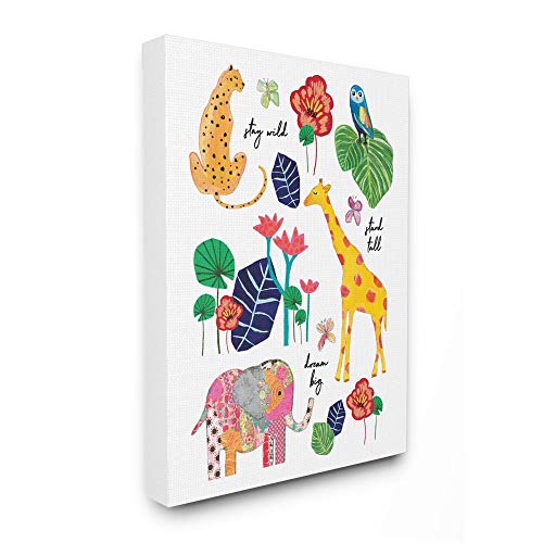 Stupell Industries Jungle Animal Illustration with Motivational Phrases Wall Ar…