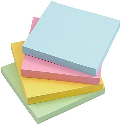 Sticky Notes, Memo Self-Stick Notes, 80 Sheets/Pad 3X3 Inches 4 Pad/Pack, 4 Colors