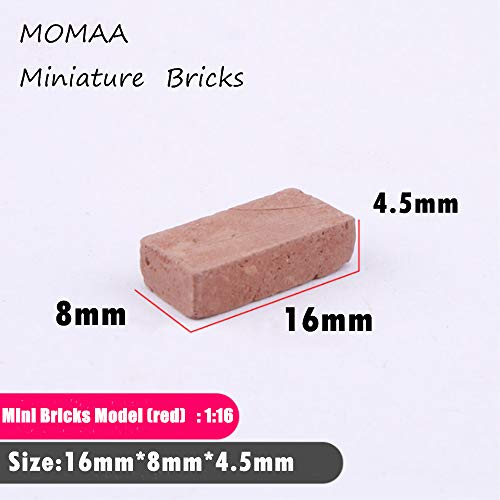 MOMAA 1/16 Miniature Brick -Scale Wall Bricks Mini Bricks Model Sand Table Micro Landscape Accessories DIY Dollhouse Bricks Diorama Fairy Garden (red+Grey) (red)