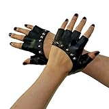 EUBUY Rivet Punk Cool Pu Leather Half Finger Short Gloves