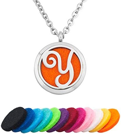 LoEnMe Jewelry Monogram Alphabet Initial Letter A-Z Essential Oil Necklace Aromatherapy Diffuser Locket Pendant