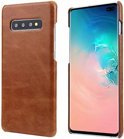 S10+ Leather Case, Reginn Slim Fit Phone Cover [Wireless Charging Compatible] Genuine Leather Case for Samsung Galaxy S10 Plus (Brown)