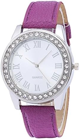 Perman Watches for Women, Fashion PU Leather Quartz Wrist Watch (Purple)