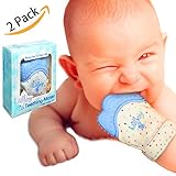 LuliJoy Teething Mitten Set of 2 - Baby Glove Teether Toys for Boys & Girls - Adjustable Strap Stays on Infant Hands - FDA-Approved Silicone Teether for Natural Baby Pain Relief, Sensory Stimulation