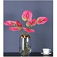 JOSON 6 PCS 27" Simulation Large Artificial Anthurium Lily Flowers Permanent Flower for Home Decoration Bouquet and Green Leaf， Wedding Festival Decoration Flower Arrangement (Pink)