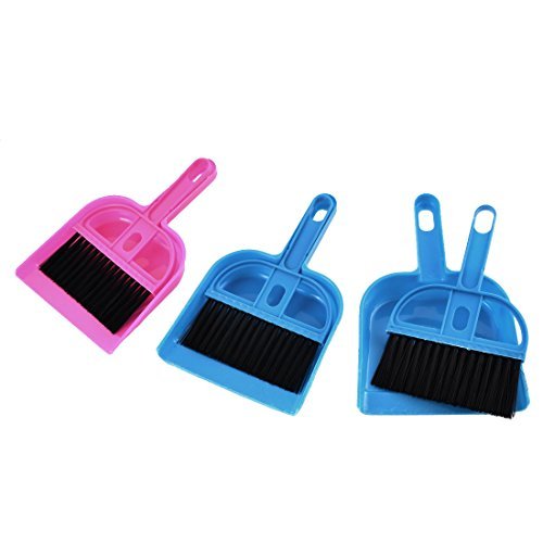 DealMux Plastic Computer Netbook Teclado Cleaner Dustpan Brush Set Fuchsia Azul