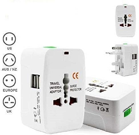 SILTON Universal Adapter Worldwide Travel Adapter with Built in Dual USB Charger Ports (White)