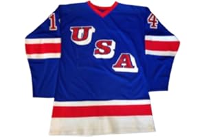 Custom Cox 14 USA Blue Hockey Jersey Sewn USA Blue Hockey Jersey