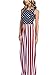 Dongpai Women's 4th of July USA American Flag Stars and Stripes Print Sleeveless Tank Maxi Dress with Pockets