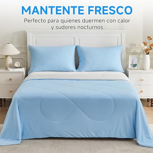HOMFINE Cooling Blanket for People – Double-Sided Summer Blanket for Sofa Bed Summer Q-MAX>0.4 Soft Cooling Blanket, Cooling Blanket, Anti Static, Blue, 150 x 230 cm