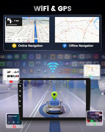 NHOPEEW Autoradio Android 2+64G per Ford Fiesta 2009-2017 con supporto per CarPlay wireless e Android Auto Mirror Link navigazione GPS comandi al volante 40 temi dell'interfaccia utente e video online