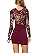 YOINS Women Dress Sexy Bodycon Crochet Lace Wrap Front Long Sleeves Mini Dress Burgundy XL