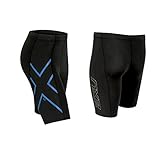 2XU Mens Ice Compression Shorts, black/Cool Blue, X-Large