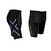 2XU Mens Ice Compression Shorts, black/Cool Blue, X-Large