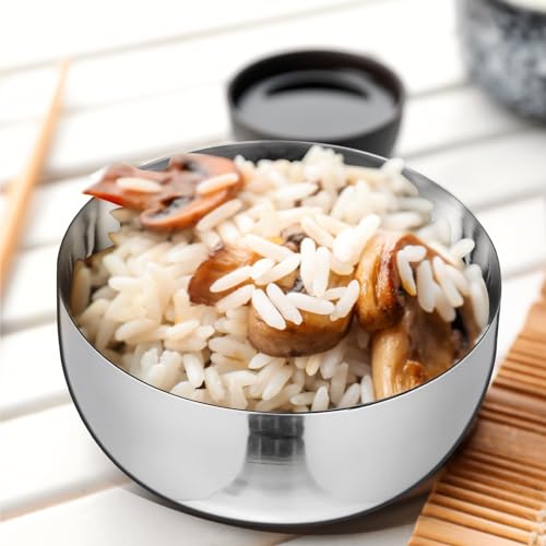 Maxcheck 16 Pieces Korean Stainless Steel Bowls with Lids Silver Round