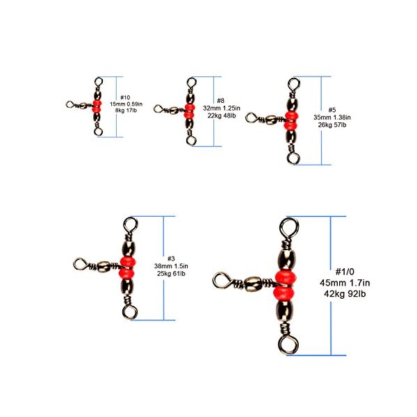 50Pcs-10-41mm-81lbs-3-Way-Red-Brass-Fishing-Barrel-Triple-Swivels-Fishing-Tackle