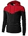H2H Mens Casual Slim Fit Long Sleeve Color block Hoodie With V- Design line