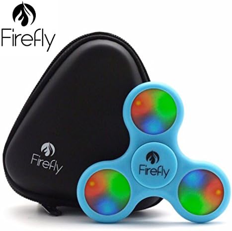 Premium Lighted LED Spinner by Helium K- Light Up Spinning Fidget Toys For Kids &amp; Adults - Relax From Stress &amp; Anxiety - Ceramic Precision Bearings - Non-3D Printed (Blue)