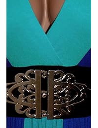 Funfash Plus Size Women Blue Black Empire Waist A Line Block Long Maxi nuevo vestido