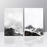 2 Panel Canvas Wall Art Black and White Snow Mountain Canvas Prints Home Artwork Decoration for Living Room,Bedroom - 16
