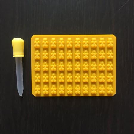 50 Cavity Gummy Bears Silicone Mold Hard Silicone Candy Chocolate Dessert Mold Fondant Cake Decorating Baking Tool F0192 Light Yellow