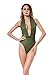 Solatin Women Sexy Deep V-Neck Backless High Waist One-Piece Bikini Swimsuit Monokini