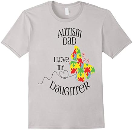 Men's Autism Puzzle Shirt Autistic Kids Dad I Love My Daughter XL Silver