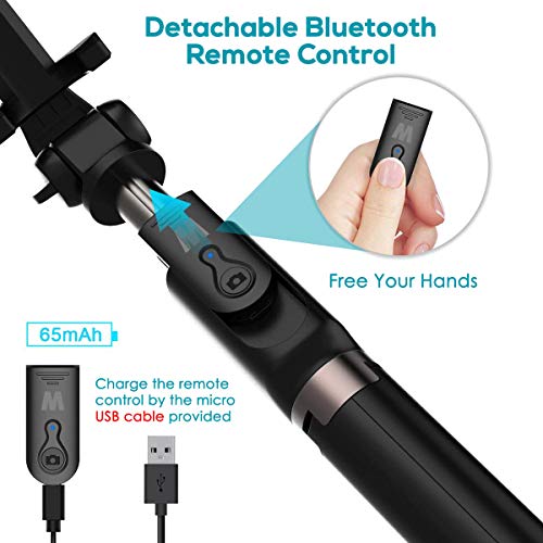 HOMVILLA Bastone Selfie Tripode con Telecomando, 3 in 1 Bluetooth Estensibile per Monopiede Selfie Stick Rotazione a 360 ° per iPhone XR / 8 Plus/Samsung Galaxy Fino a telefoni da 3,5-6 Pollici