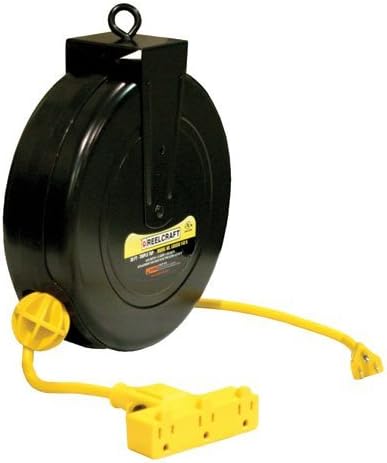 Reelcraft LD2030-143-9 Spring Driven Cord Reel with 30-Feet of 14/3 Cord and Triple Outlet