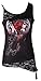 TrendiMax Women Gothic Skull Tank Tops Punk Rock T Shirt Lace Patchwork Floral Death Top Blouse