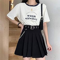 Women's Black Pleated Skirt All-Match Goth Cross