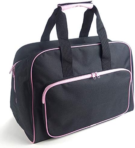 Sewing Machine Carrying Case Tote Bag,Universal Nylon Carry Bag, Universal Padded Storage Cover Carrying Case with Pockets and Handles (Black + Pink)