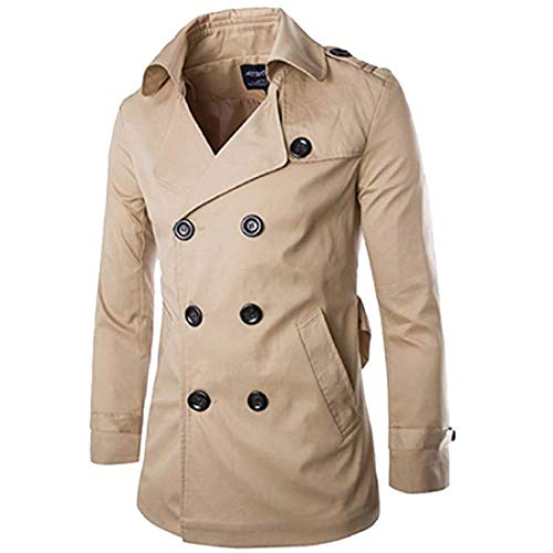 Stylish Fashion Classic Coat, Mens Short Single Breasted Trench Coat Pea Coat Overcoat Windbreaker Jacket (US M=Tag M)