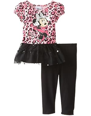 Baby Girls' Minnie Mouse Two Piece Short Sleeve Top and Legging Set