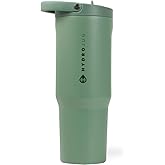 HydroJug Sport - Stainless Steel Tumbler with Straw, Vacuum Insulated, 40oz Leakproof Water Bottle, Ergonomic Design, Reusable, Dishwasher Safe, Rubber Base, Durable for Gym or Outdoors, Sage