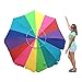 EasyGo Rainbow Beach Umbrella 7' - Portable Wind Beach Umbrella Large Folding Beach Umbrella Set with Screw Anchor a