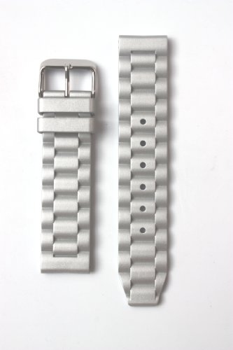 18mm New Pearl Silver Rubber/Silicone Watchband by Toscana