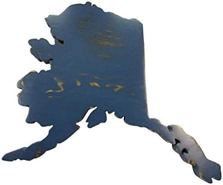 Alaska State Cut Out Wood Sign Wall Decor Rustic Chic Distressed Wood Sign Housewarming Gift Free 1" Heart or Star over City of Choice
