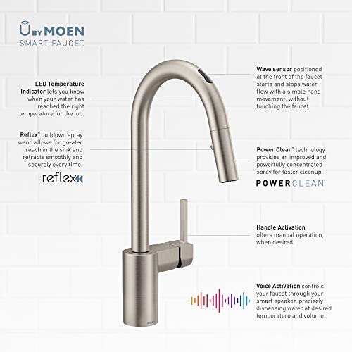 Moen 7565EVBLS Align U by Moen Smart Pulldown Kitchen Faucet with Voice
