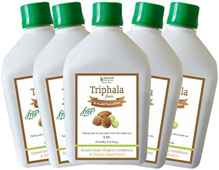 Bhumija Lifesciences Triphala (Amla, Baheda & Harad) Juice (Sugar Free) 1 Ltr. (Pack of Five) natural appetizer improve digestive system best extract