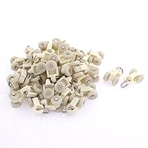 uxcell Plastic Curtain Track Rail Carrier Roller 14mm Dia Wheel 40 Pcs Beige