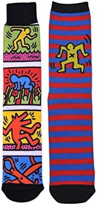 Keith Haring Artwork Prints Men's 2 Pairs Crew Socks