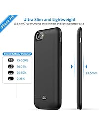 U-good - Funda de batería para iPhone 7 y 8, compatible con iPhone 8 y 7, batería recargable ampliada, 3200 mAh, ultra fina, color negro