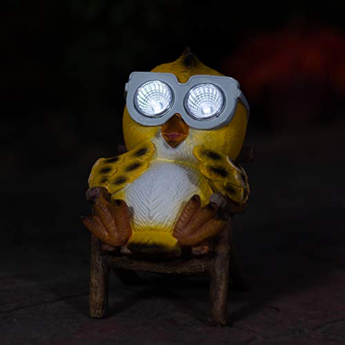 Owl Solar Garden Decorations Figurine | Outdoor LED Decor Figure | Light Up Decorative Statue Accents for Yard, Patio, Lawn, or Deck | Weather Resistant | Great Housewarming Gift Idea (Yellow, 2 Pack) - Thumbnail 4