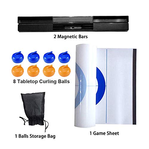 OZMI Tabletop Curling Game, Family Games for Kids and Adults, Mini Desktop Game with 8 Shuffleboard Pucks for Family, Outdoor, School, Office, Travel, Table and Curling Set