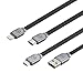Lightning Cable, Hizek 3 in 1 Multiple Charging Cable 3.3ft 8 Pin Lightning+ Micro USB+ Type C USB for iPhone 7/6/5, Galaxy S3/S4/S5/S6/S7 Edge/S8,Nexus 6P/5X, etc.