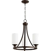 Quorum 6207-3-86 Contemporary Modern Three Light Chandelier from Lancaster Collection in Bronze/Dark Finish,