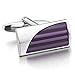 INBLUE Men's 2 PCS Rhodium Plated Enamel Cufflinks Silver Tone Purple Striped Shirt Wedding Business 1 Pair Set