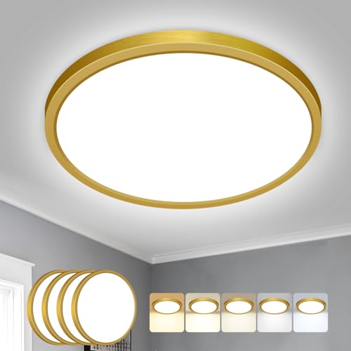Peasur 4Stück Deckenlampe LED Deckenleuchte Flach,5Farben-3000/3500/4000/5000/6500K,Wasserfest Badezimmer Lampe Decke,18W Modern Rund Lampe für bad fl